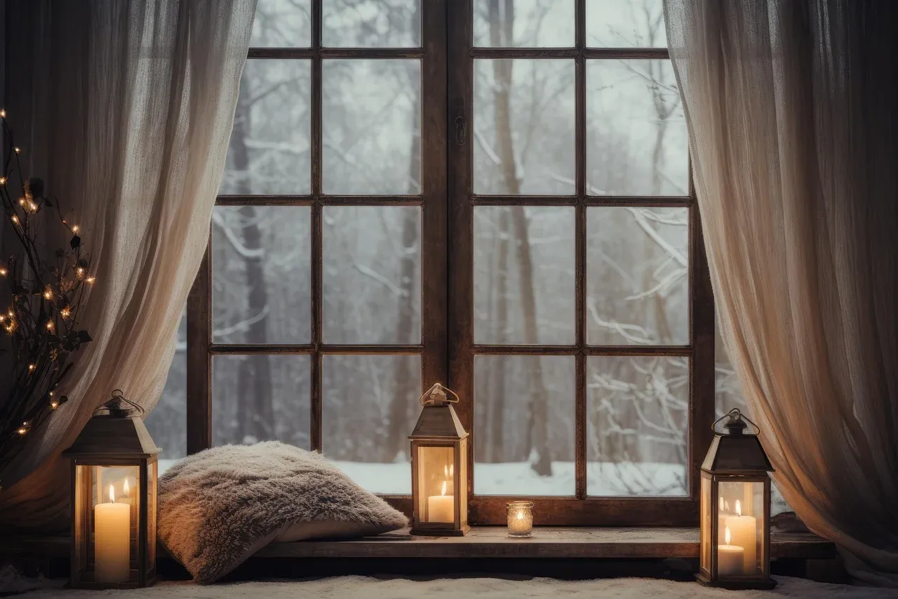 Window seat with cushions and a folded blanket