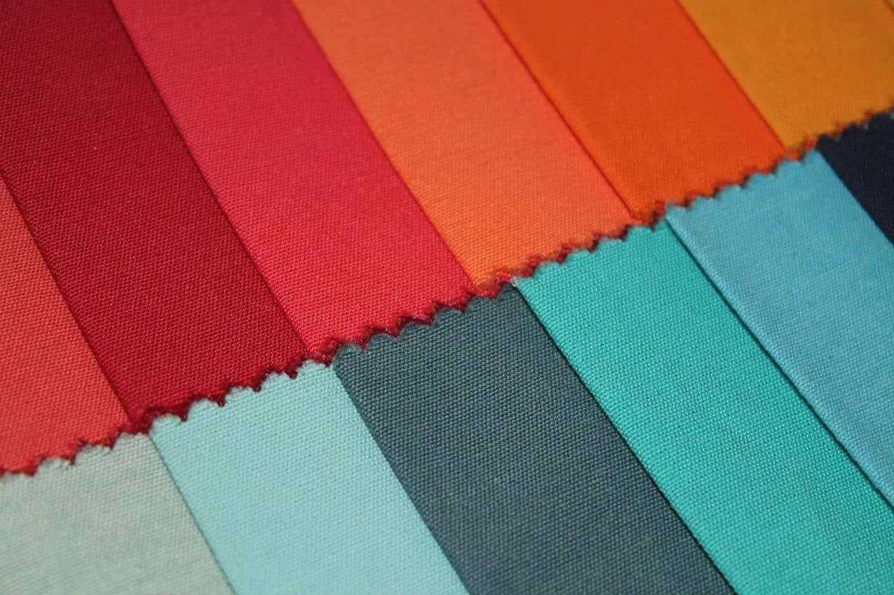 Fabric samples in a range of colours