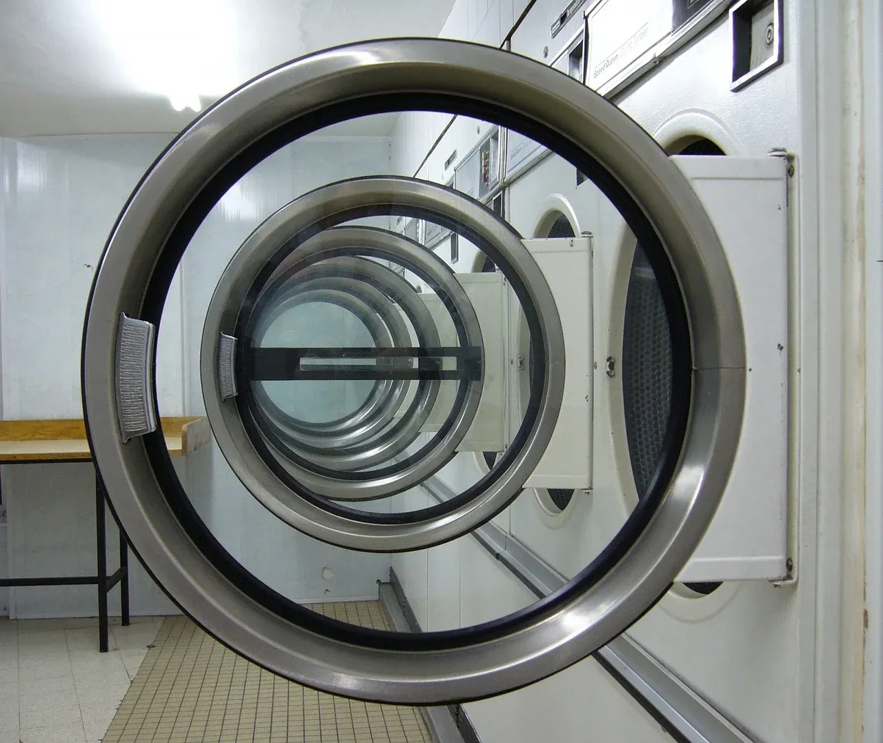 Open door of a front-loading washing machine